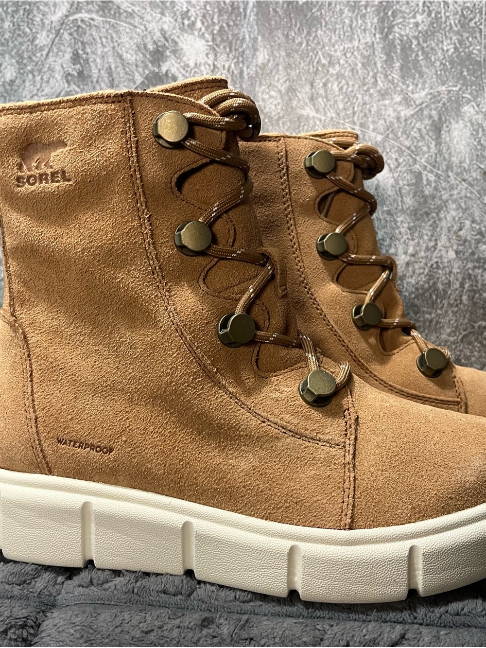 Sorel Women's Lace-Up Waterproof Suede Boots - Brown with explorer III